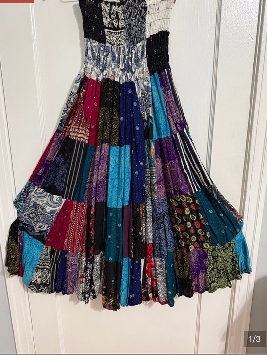 Dresses & Skirts - Smocked Patchwork Maxi Dress in Multicolor